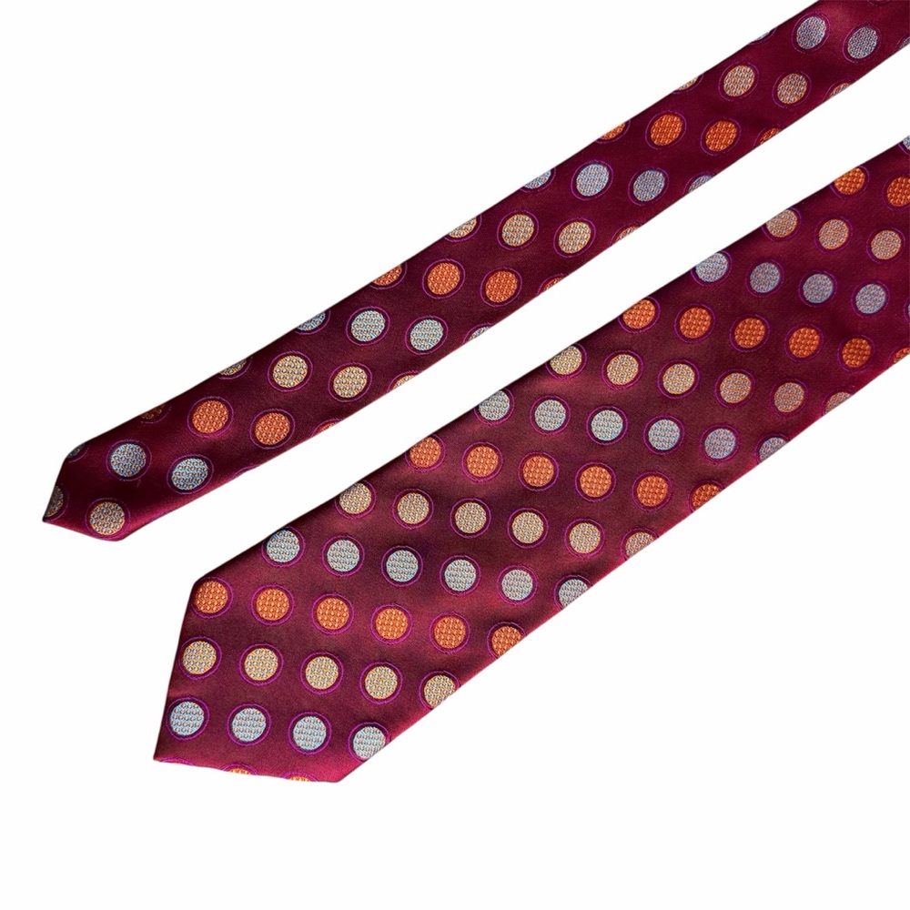 BCBG Attitude Red Maroon Polka Dot Neck Tie